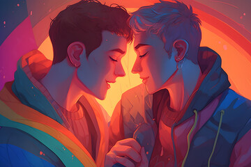 illustration of a couple kissing in the night