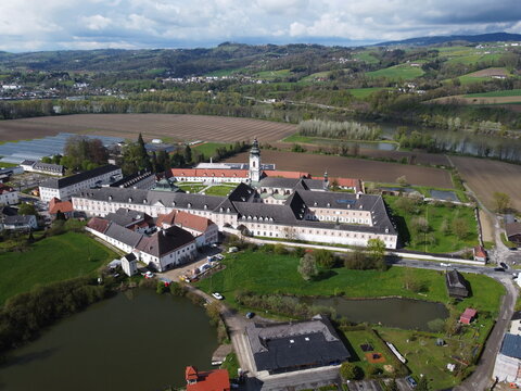 aerial view of the monastary Wilhering in Upper Austria