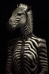beautiful zebra atropomorphic