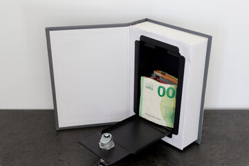 Fake book safe with cash inside