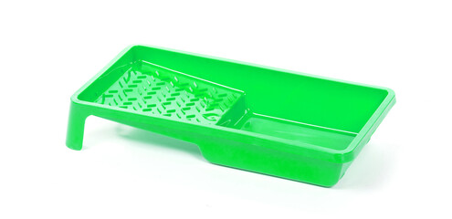 Green paint tray, empty and ready to be used