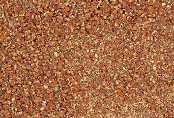 Top view of broken flax seeds