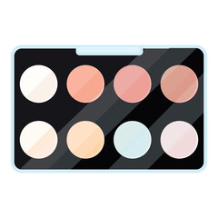 Vector image of a palette with eye shadow. The concept of makeup and self-care. A bright element of cosmetics for design.