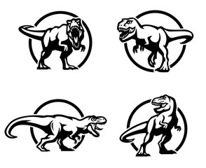 T-rex monster logo set. Dinosaur Tyrannosaurus. Vector illustration.