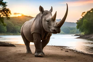 Türaufkleber rhino in sunset © Md Imranul Rahman