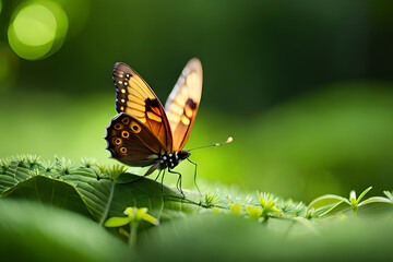 Fototapeta na wymiar butterfly on a green grass