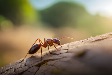 red ant on a leaf