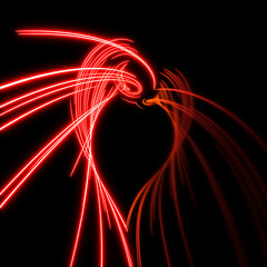 Photo of a vibrant red ray of light captured in a stunning long exposure shot 3d render illustration