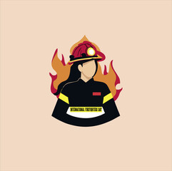International firefighters day illustration design. firefighter logo icon. May 4th. Template for background, banner, card, poster, shirt banner