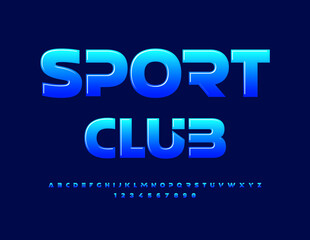 Fototapeta premium Vector creative logo Sport Club. Trendy glossy Font. Artistic Alphabet Letters and Numbers set
