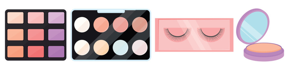 Vector stylish set of cosmetics. The concept of makeup and self-care. A bright element for the design.