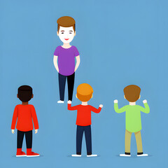 Fototapeta premium Personen, meistens von hinten gesehen. Flaches Design, modern Art - ai generierte Illustration