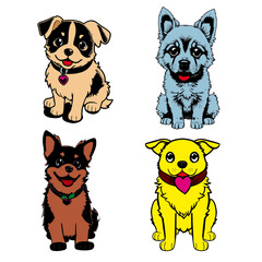 set of dogs cartoon vector illustration