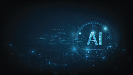 AI Artificial intelligence (AI) and machine learning concept. Abstract futuristic background. Vector illustration