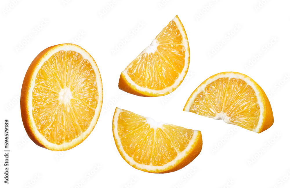 Wall mural set of fresh orange fruit