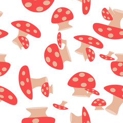 seamless background with mushrooms pattern repeat style, replete image design for fabric printing or food wallpaper