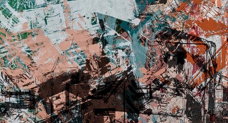 Abstract color grunge of the background graphic stylization on the textured canvases of chaotic blurry spots and smears of brushes