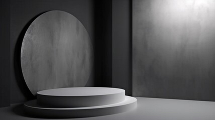 a platform or podium On a blank wall background with backlighting, an abstract stage or place for votives with a place for your product presentation is present.The Generative AI