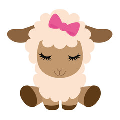 Cute sitting sheep vector cartoon illustration