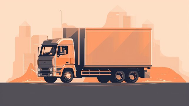 Delivery truck illustration. Order delivery transport. Express order tracking. Generative AI