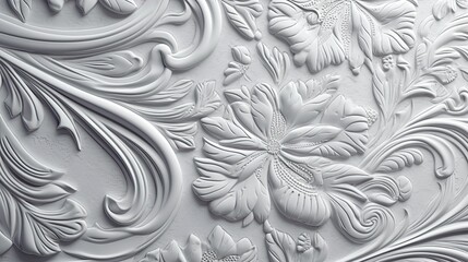 Floral paper background. Illustration of ornament elements on white material. Dynamic design. Generative AI