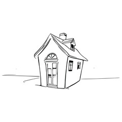 Nice Simple House coloring book, Line art house, Outline house, House coloring page, Line art Home. black and white coloring pages.