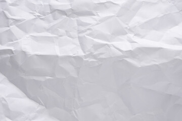 Fototapeta na wymiar White crumpled paper texture background, clean white wrinkled paper, top view.