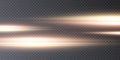 Abstract yellow flash and laser beams. Isolated on transparent black background. Vector
