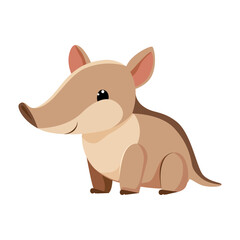 Aardvark. Cartoon drawing of aardvark on white background. Flat, vector drawing of wild land aardvark. Used for web design, printing, stickers, icons, signs.