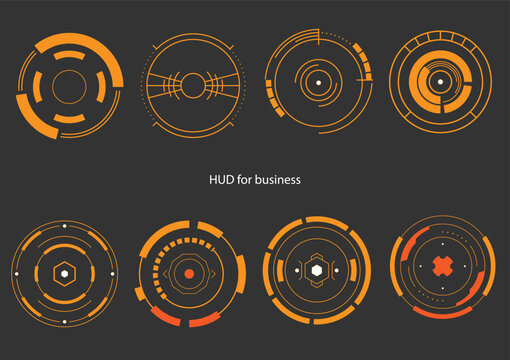 HUD UI for business set. futuristic user interface stock vector, HUD round frames aim control target interface vector image vectorstock.