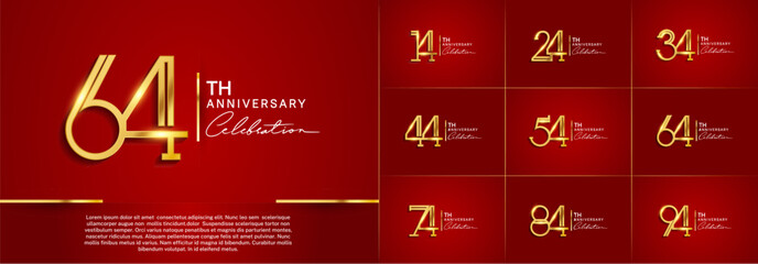 set of anniversary logotype golden color and white calligraphy for special celebration event