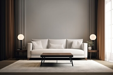 Modern living room with sofa. Generative ai. 
