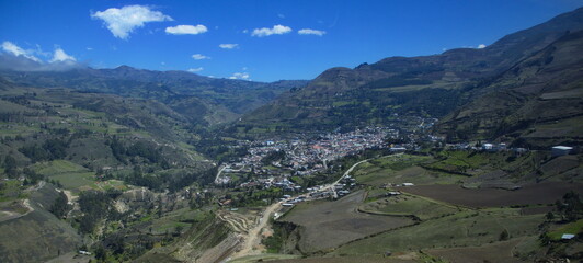 Panoramic view of Alausi from the road Panamericana, Chimborazo Province, Ecuador, South America
