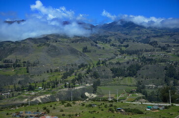 Fototapeta na wymiar Landscape at the road Panamericana at Alausi, Chimborazo Province, Ecuador, South America 