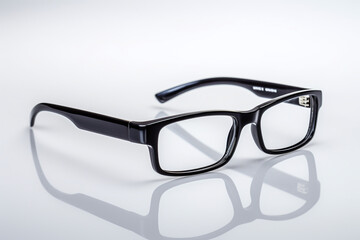 Une paire de lunettes noires sur fond gris » IA générative
