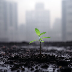 sprout are growing in the concrete, Generative AI