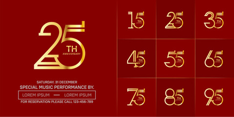 set of anniversary logotype golden color for special celebration event