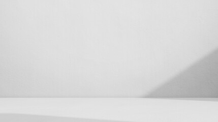 Shadow on Wall Background Studio Room, Gray Podium Table Product Cement Concrete Interior House Platform,Abstract Light Overlay Window on White Floor Minimal Loft Display,Empty Desk Shelf Template.