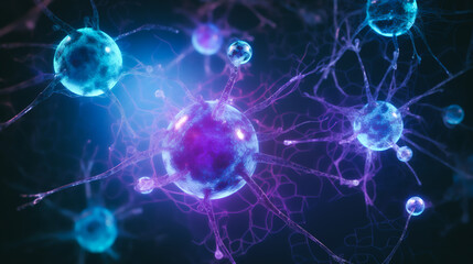 Obraz premium neutrophils (a type of white blood cells) intertwined with nerve cells Generative AI
