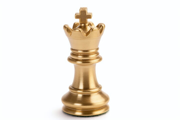 Fototapeta na wymiar Pièce d'échec en or représentant le roi sur fond blanc » IA générative