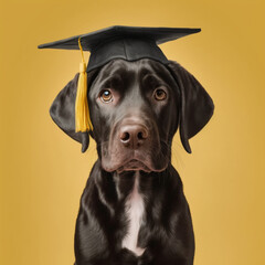 Graduate dog with toga. Generative AI.