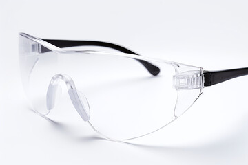 Gros plan sur des lunettes de sécurité sur fond blanc » IA générative - obrazy, fototapety, plakaty