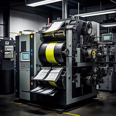 Printing machine in a factory. Generative AI.