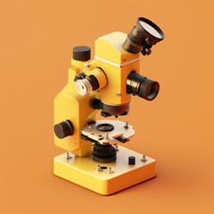 Fototapeta premium Microscope on a yellow background. Generative AI.