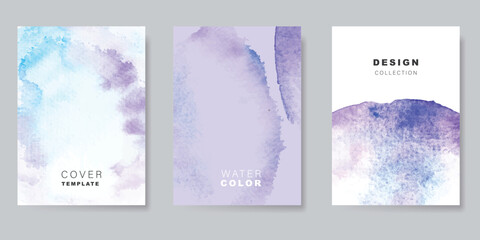 Bundle set of colorful watercolor background vector for poster or brochure cover design with golden spray decoration