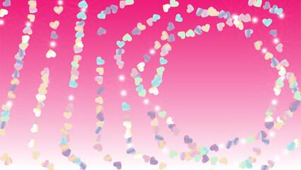 Realistic Background with Confetti of Hearts Glitter Particles. St. Valentine Day. Celebration pattern. Light Spots. Explosion of Confetti. Glitter Vector Illustration. Design for Banner.