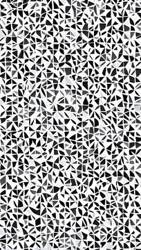 Abstract background of black, white and grey triangles with 9:16 ratio. Black and white background with abstract triangle design. AI Generated. 