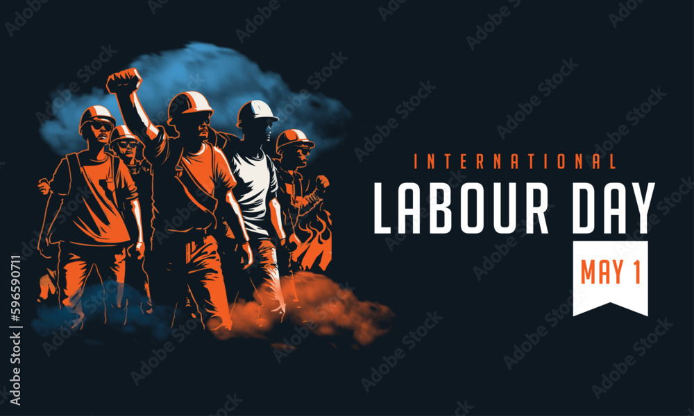 Wall mural happy international labour day. vector illustration.