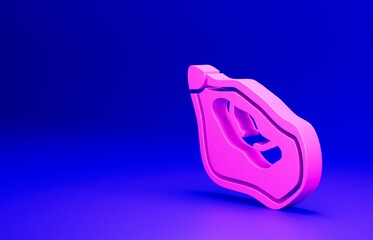 Pink Mussel icon isolated on blue background. Fresh delicious seafood. Minimalism concept. 3D render illustration