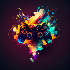 Futuristic illustration with joystick game controller